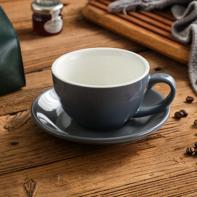 Nordic Ceramic Latte Cup – 300ml Artisan Coffee Cup with Contrast Rim
