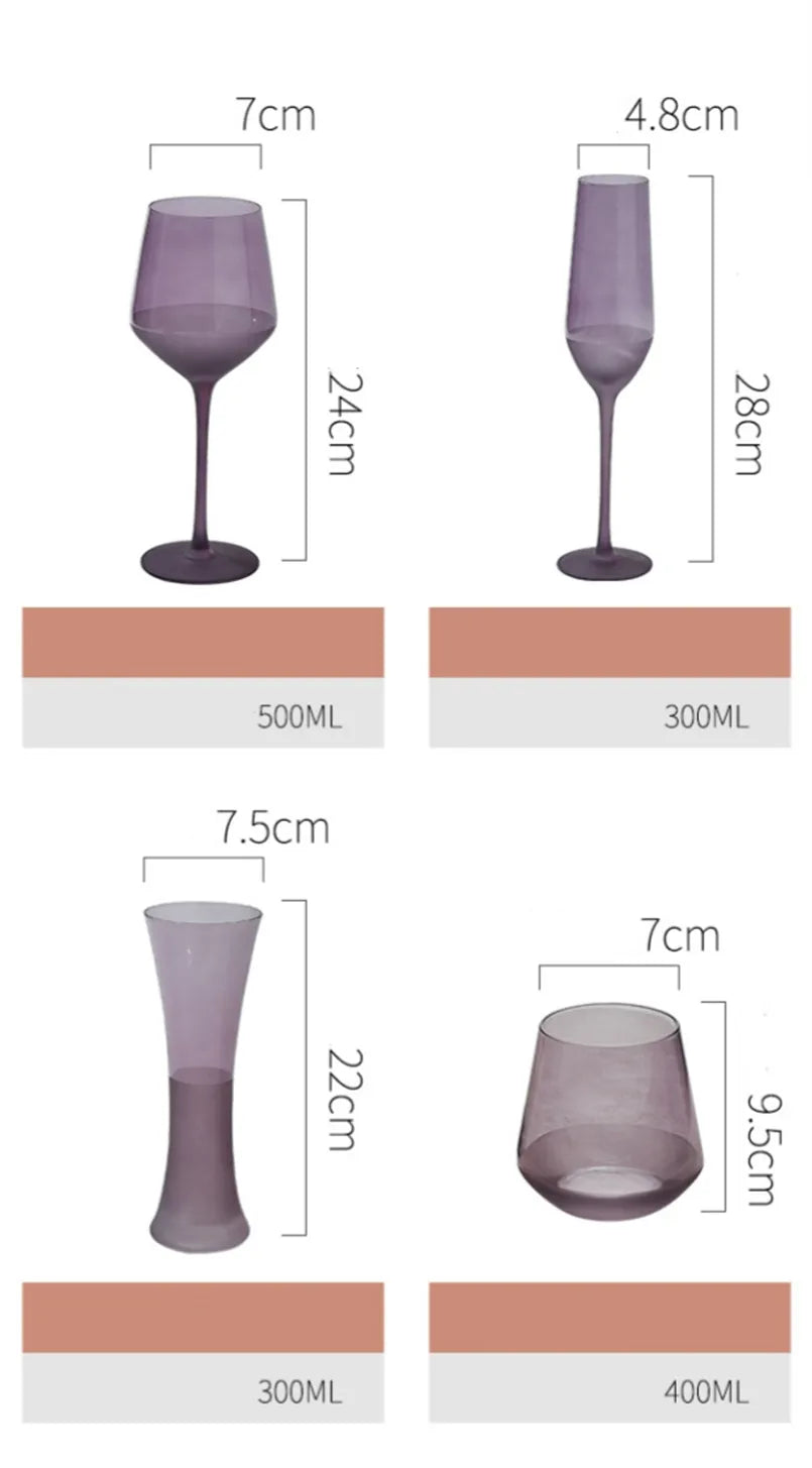 Purple Frosted Glass Wine Goblet: Elegant Champagne Cup Julia M Home & Kitchen