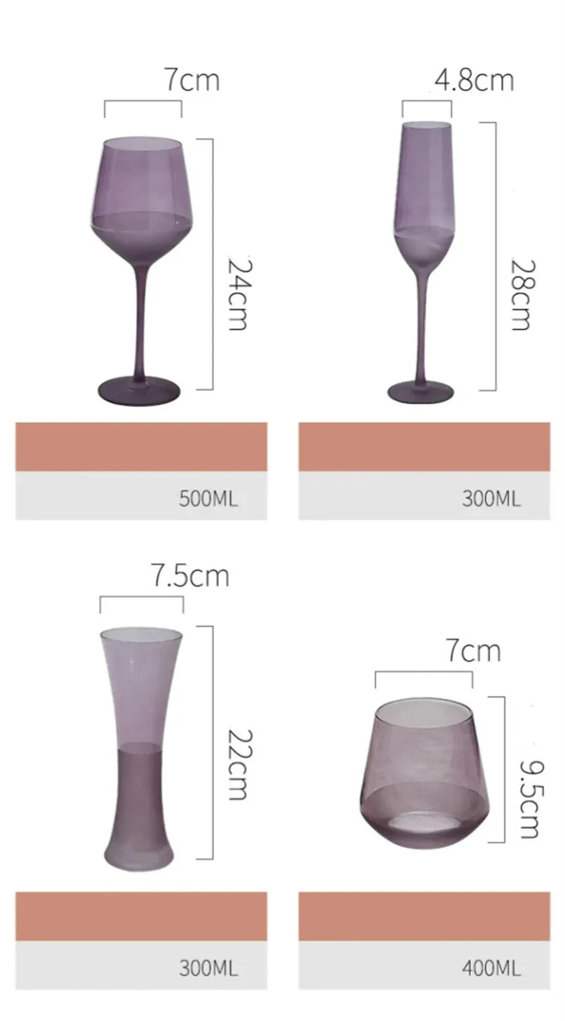Purple Frosted Glass Wine Goblet: Elegant Champagne Cup Julia M Home & Kitchen