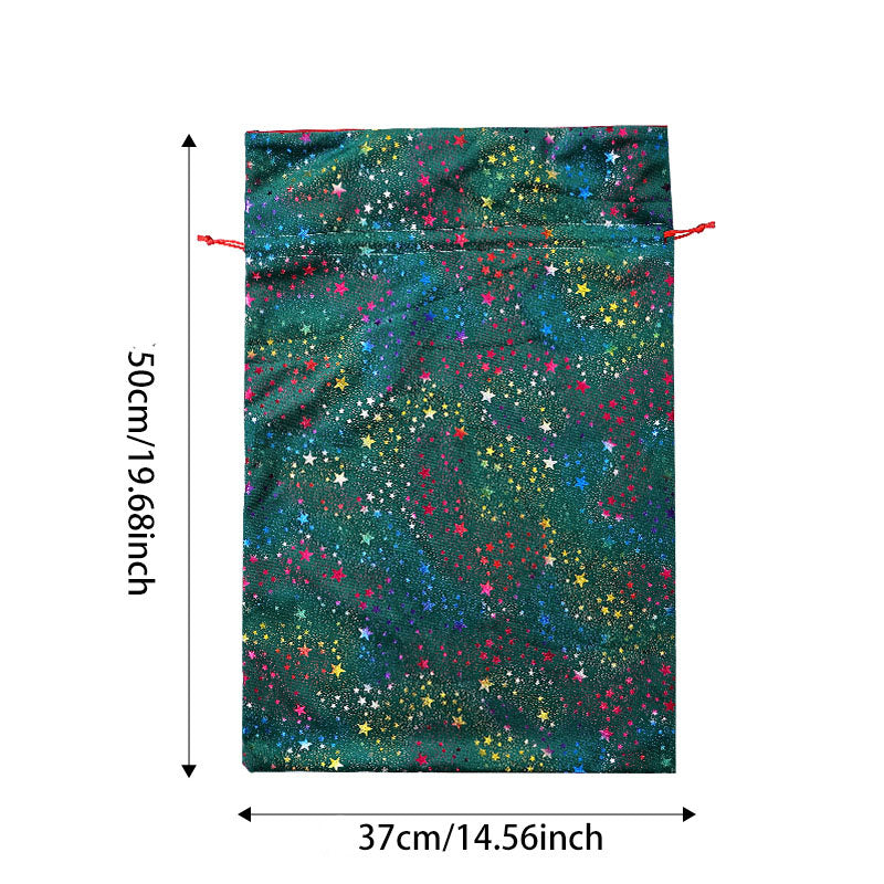 Christmas gift bag, gold foil five pointed star children's gift bag, Dutch velvet rainbow drawstring gift bag eprolo