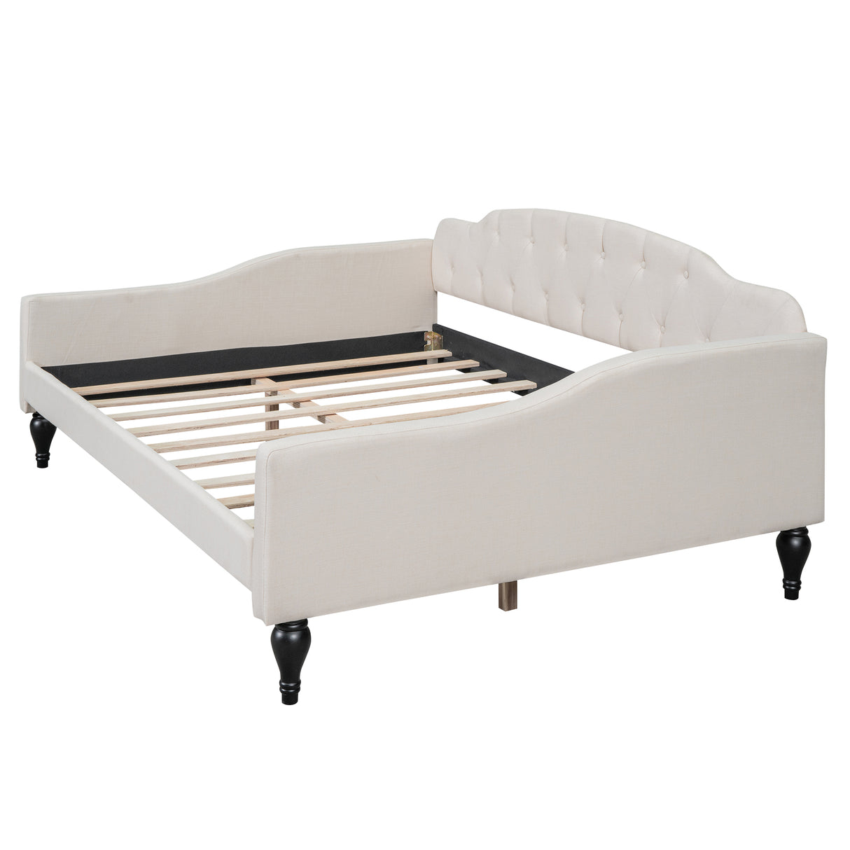 Full Size Upholstered Tufted Daybed Beige - Julia M LifeStyles
