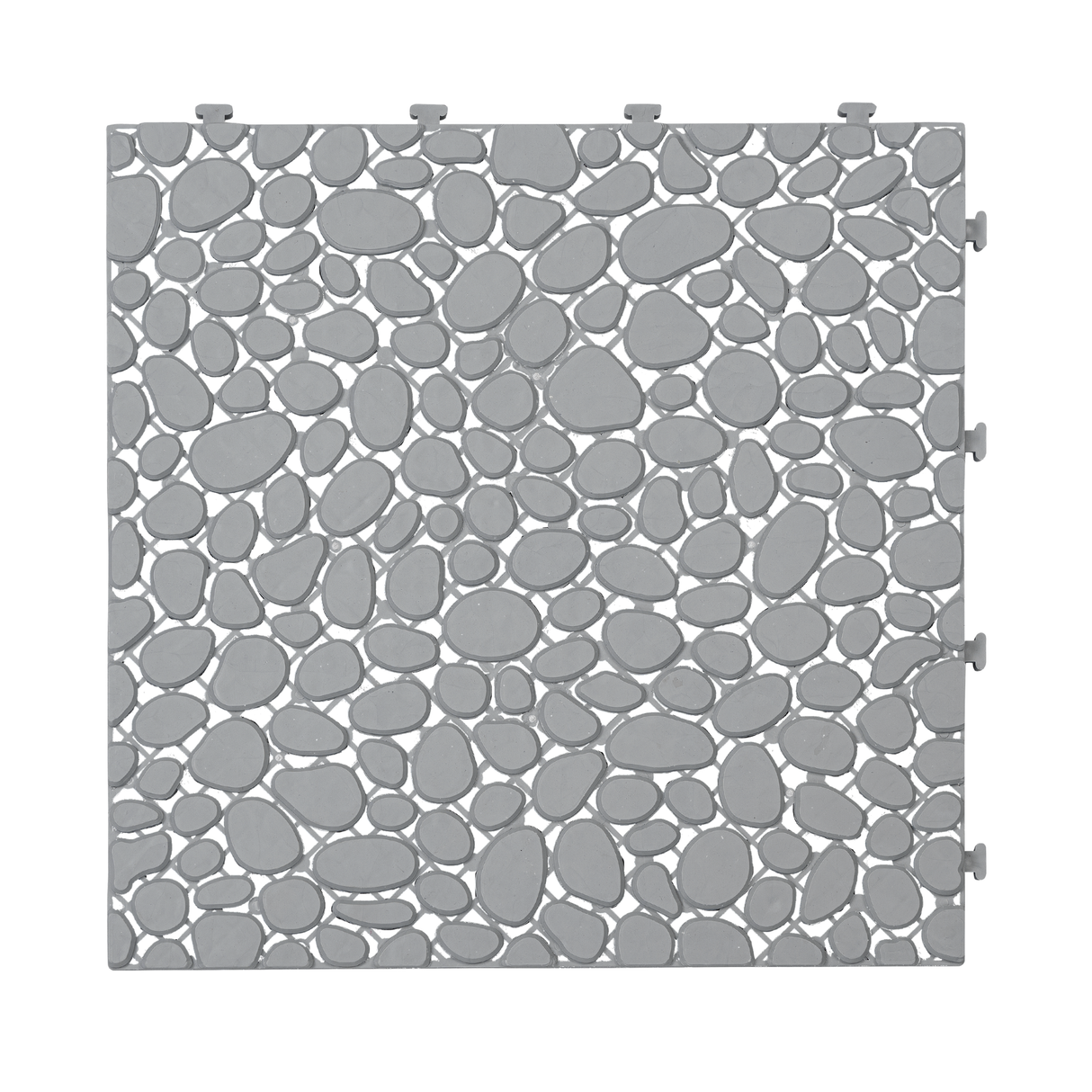 12 x 12 inch gray interlocking deck tiles, plastic waterproof pebble pattern, pack of 12 pieces - Julia M LifeStyles