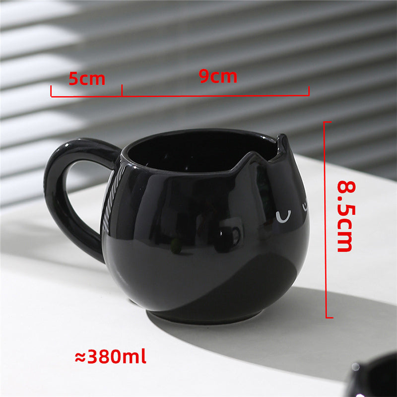 Adorable hand - painted cat - shaped ceramic mug, perfect for coffee or tea. - Julia M LifeStyles