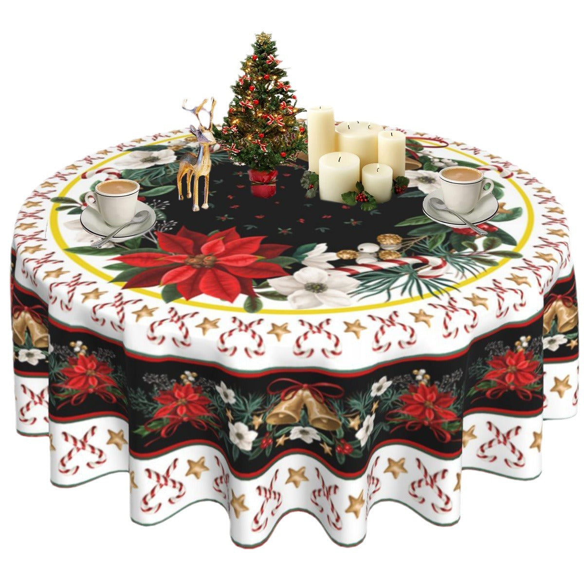 Christmas circular tablecloth home decoration indoor and outdoor desktop decoration cloth Julia M Home & Kitchen