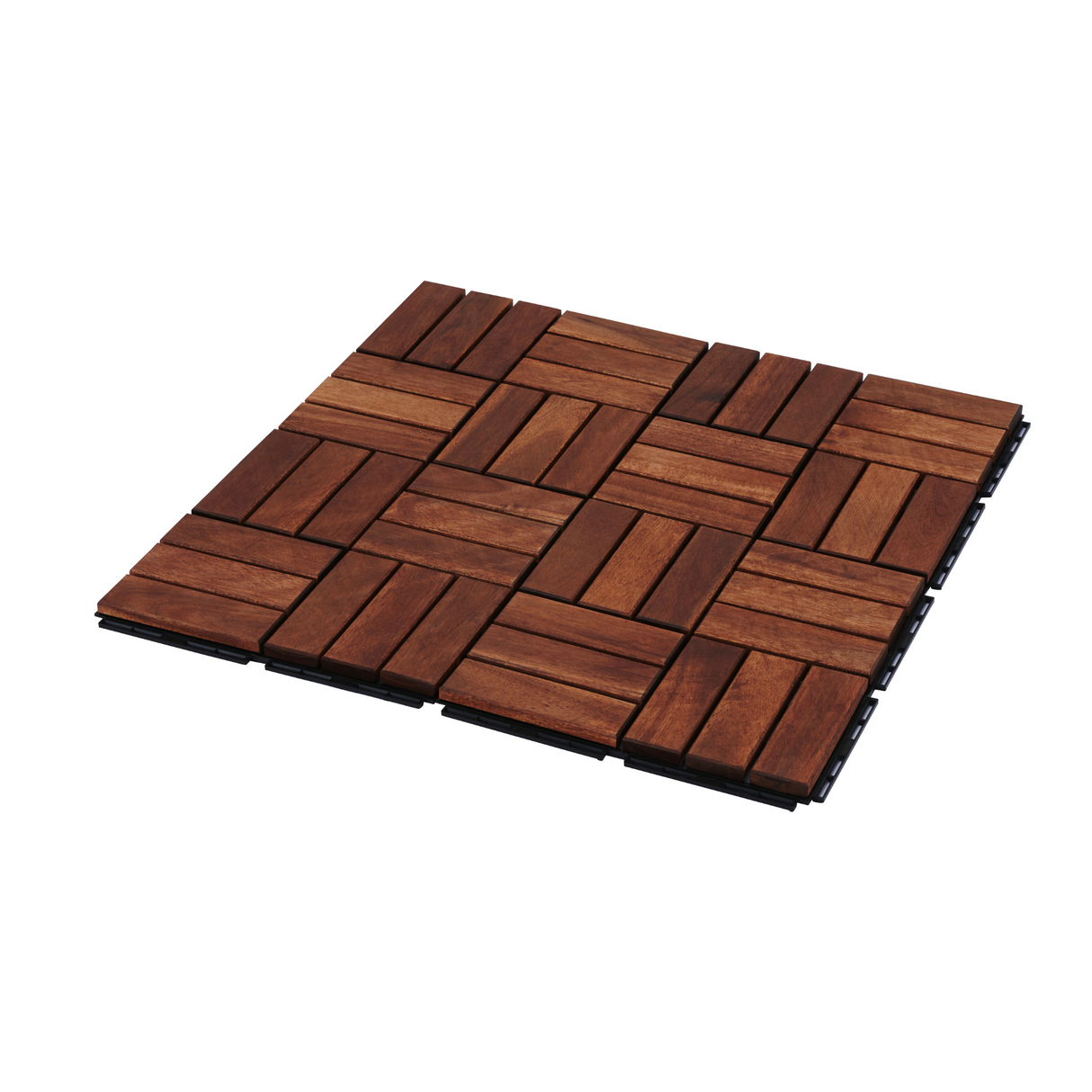 Acacia interlocking deck tile grid pattern, 10 pieces of 12 inch x 12 inch square brown Acacia hardwood outdoor flooring - Julia M LifeStyles