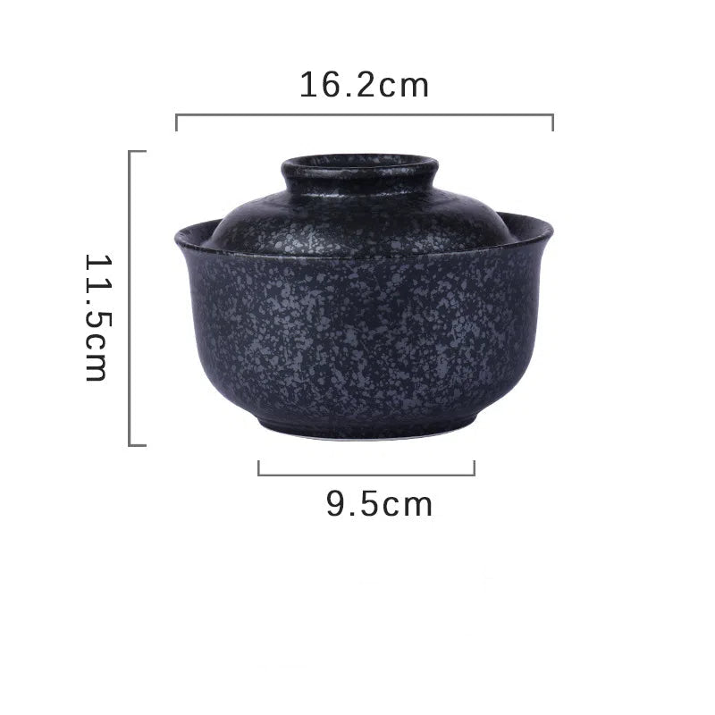6.5 inch instant noodles bowl with cover bento box student underglaze color ceramic suit Lamian Noodles bowl canteen tableware Julia M Home & Kitchen