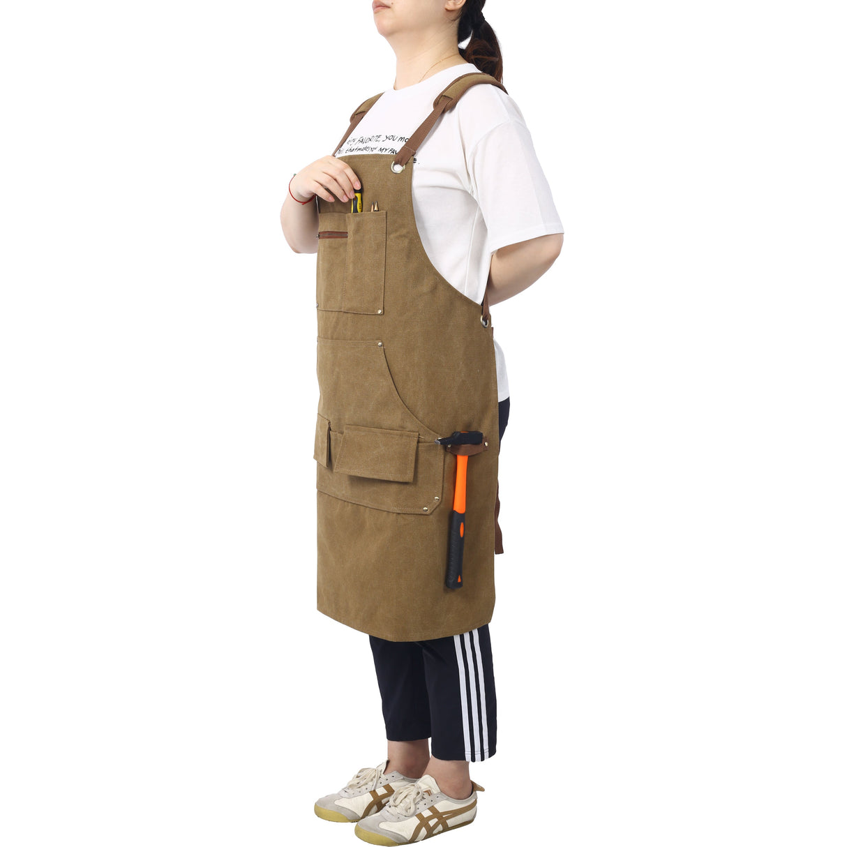 Long heavy-duty canvas tool apron, carpenter apron, carpenter 16 ounces, fully adjustable, no need for waxing eprolo