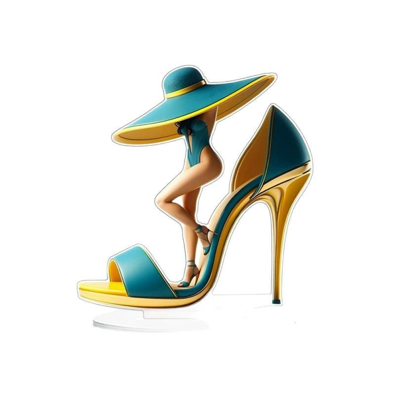 Elegant Acrylic Blue High Heel Shoe Desk Ornament