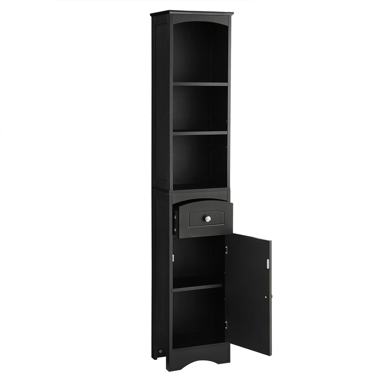 Tall Bathroom Cabinet, Freestanding Storage Cabinet with Drawer, MDF Board, Adjustable Shelf, Black - Julia M LifeStyles