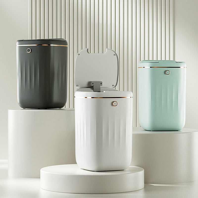 Xiaomi White Light Luxury Intelligent Sensor Garbage Can Home Living Room Silent Slow Drop Kitchen Touch-Free Open Lid Garbage Can Julia M Home & Kitchen
