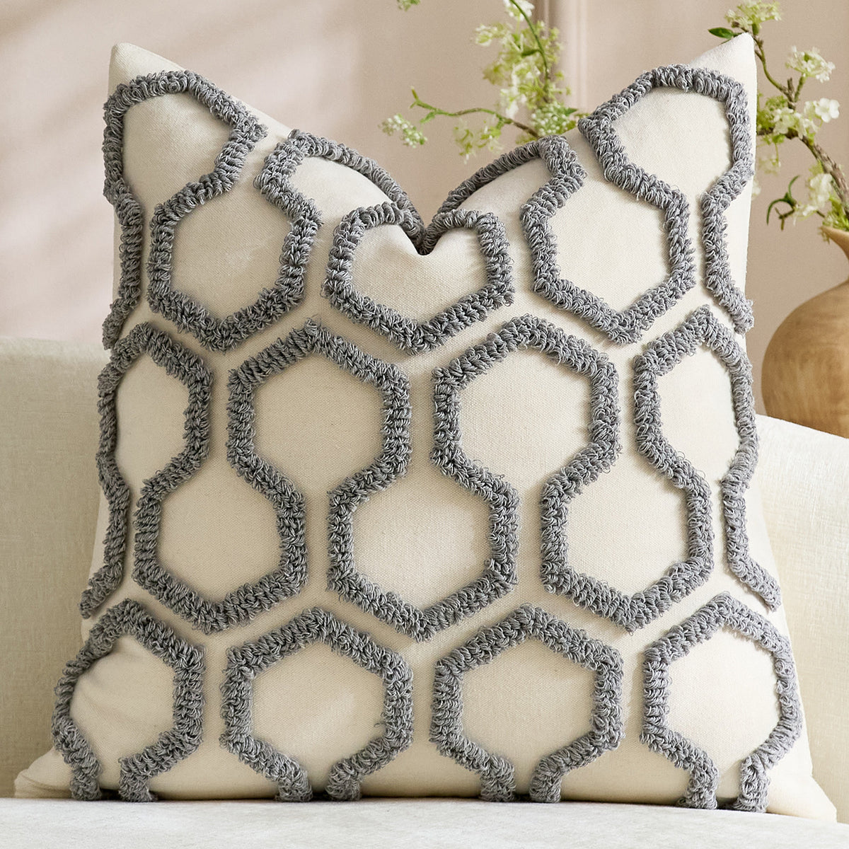 Luxury Honeycomb Tufted Cushion Cover – Textured Decorative Pillow Case