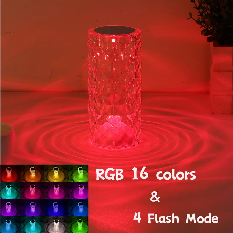 Crystal decorative desk lamp bedroom bedside touch remote control rose light LED charging atmosphere night light Julia M Home & Kitchen