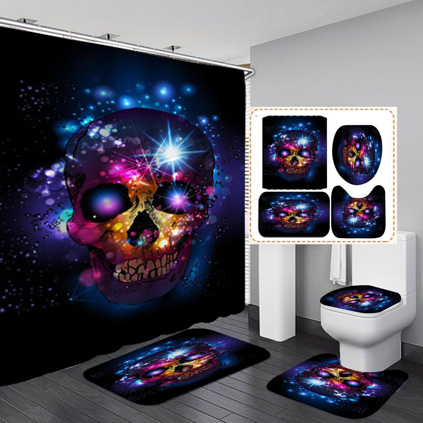 Polyester Printed Shower Curtain Thickened Waterproof Halloween Shower Curtain - Julia M LifeStyles