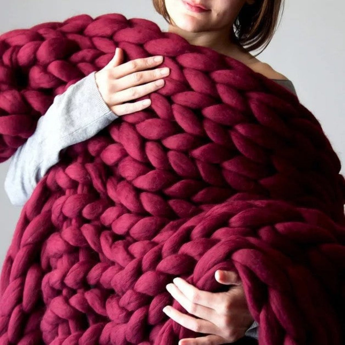 Cloudweave Chunky Knit Throw Blanket, Oversized Cozy Texture