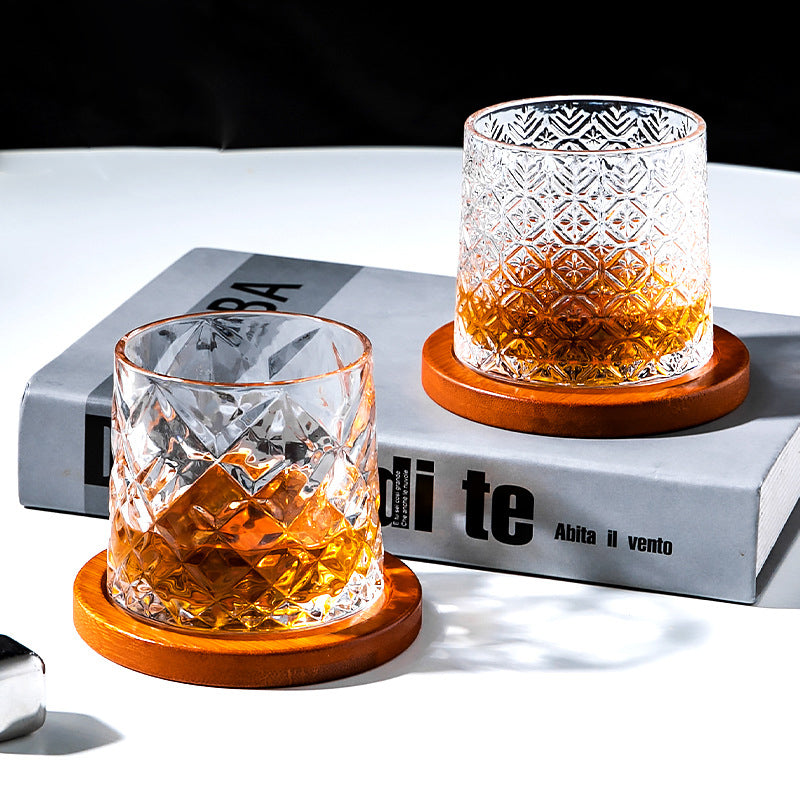 Hand drawn rotating glass cups multiple multi-purpose whiskey glasses rotating glass cups Julia M Home & Kitchen