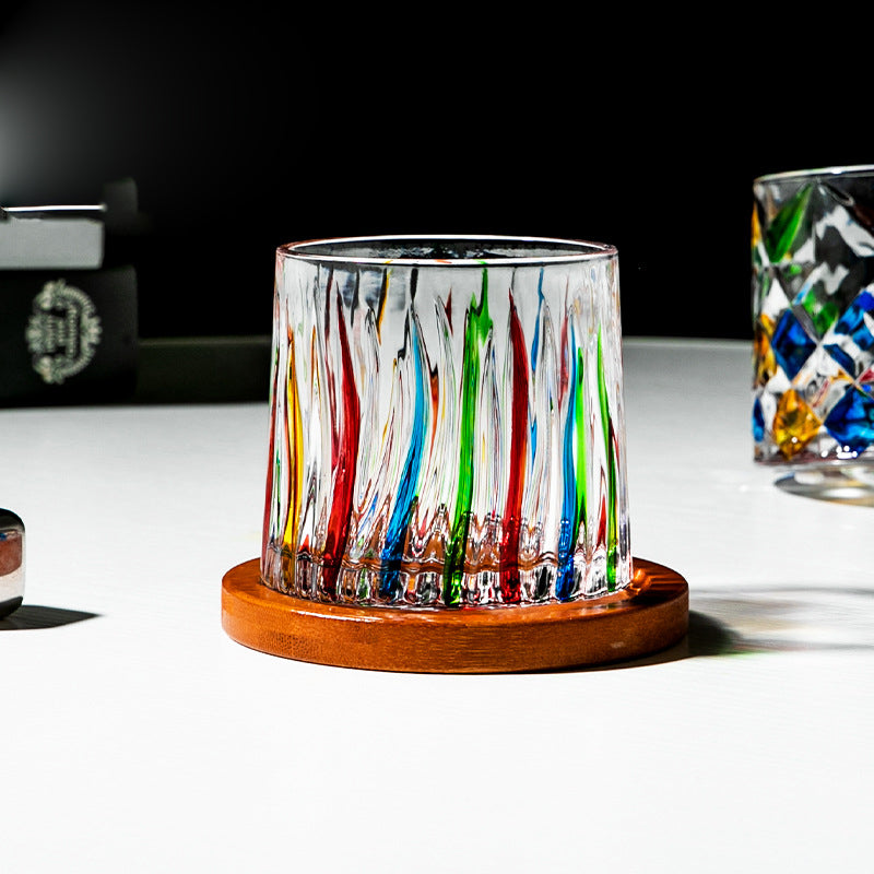 Hand drawn rotating glass cups multiple multi-purpose whiskey glasses rotating glass cups Julia M Home & Kitchen