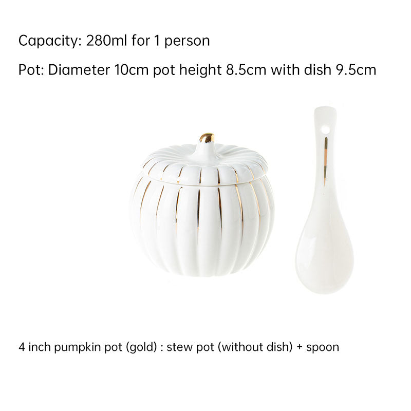 Creative Ceramic Pumpkin Cup, Steamed Egg Cup, Stewed Pot with Cover, Pure White Mini Bird's Nest Cup, Soup Cup - Julia M LifeStyles