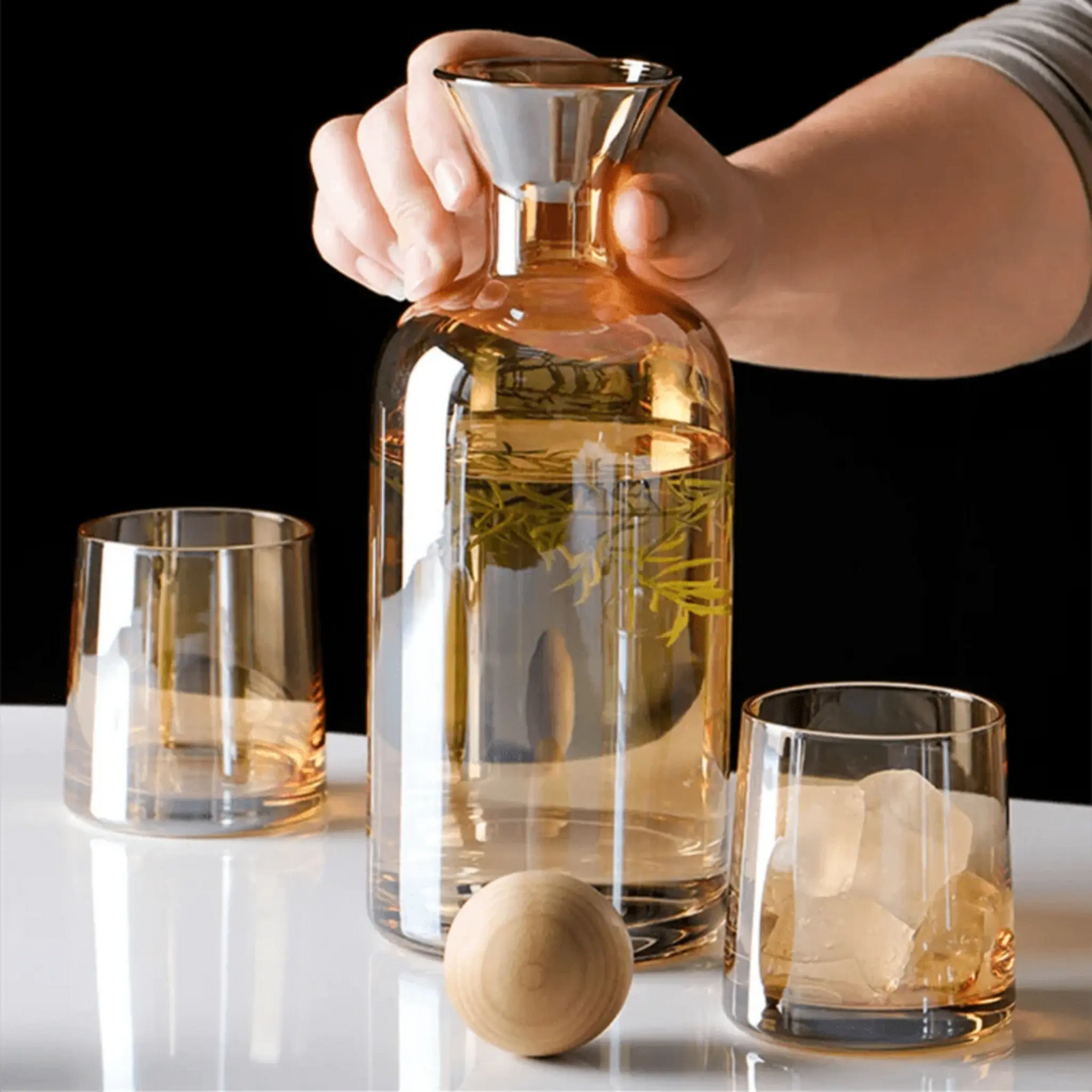 Eco-Friendly Glass Drinkware Set with Stylish Bottle & 4 Cups - Julia M LifeStyles