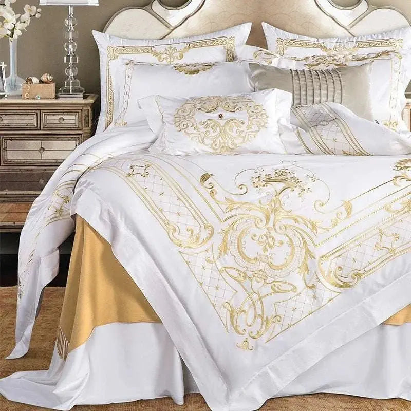 Elegance in Cotton: Luxurious Embroidered Duvet Cover Set - Julia M LifeStyles