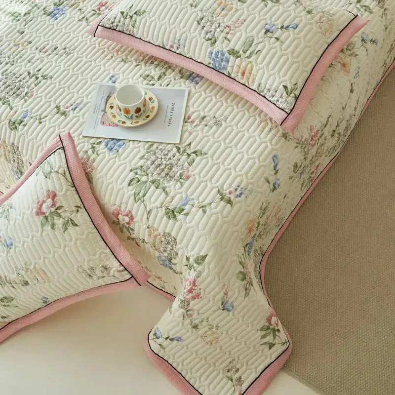 Elegant Beige Floral Reversible Quilt Set - Twin/Queen Size Julia M LifeStyles