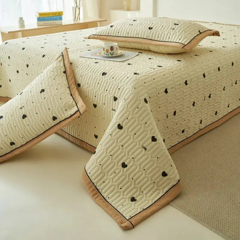 Elegant Beige Floral Reversible Quilt Set - Twin/Queen Size Julia M LifeStyles