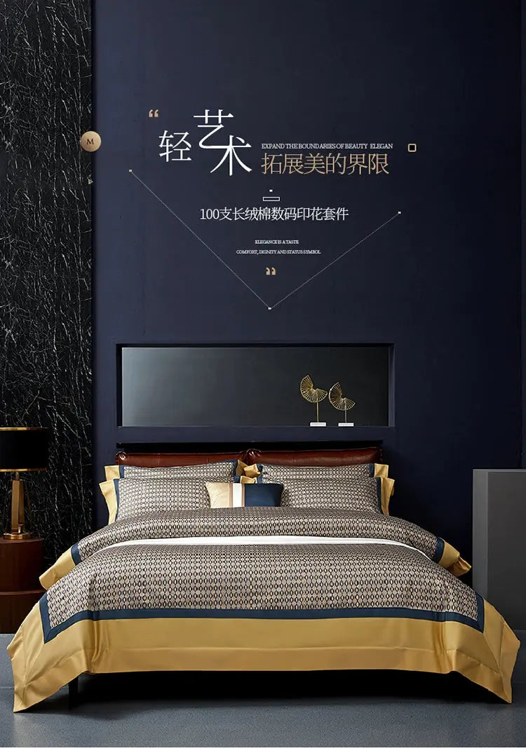 Premium Pima Cotton 4-Piece Bed Sheet Set in Geometric Design - Julia M LifeStyles