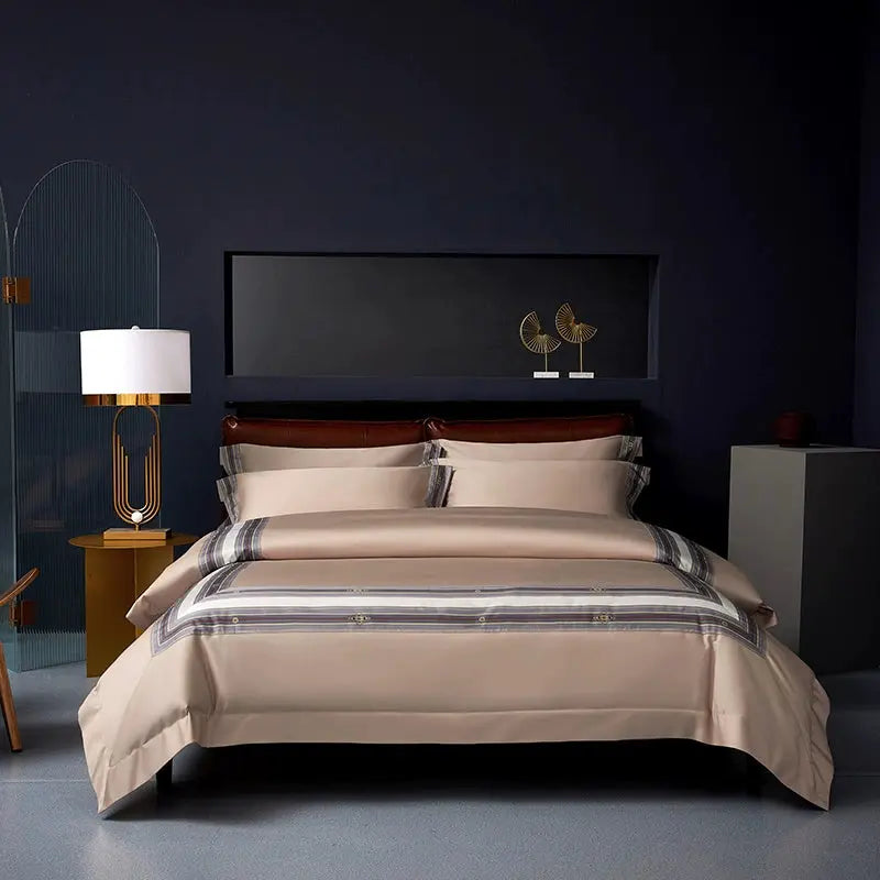 Premium Pima Cotton 4-Piece Bed Sheet Set in Geometric Design - Julia M LifeStyles