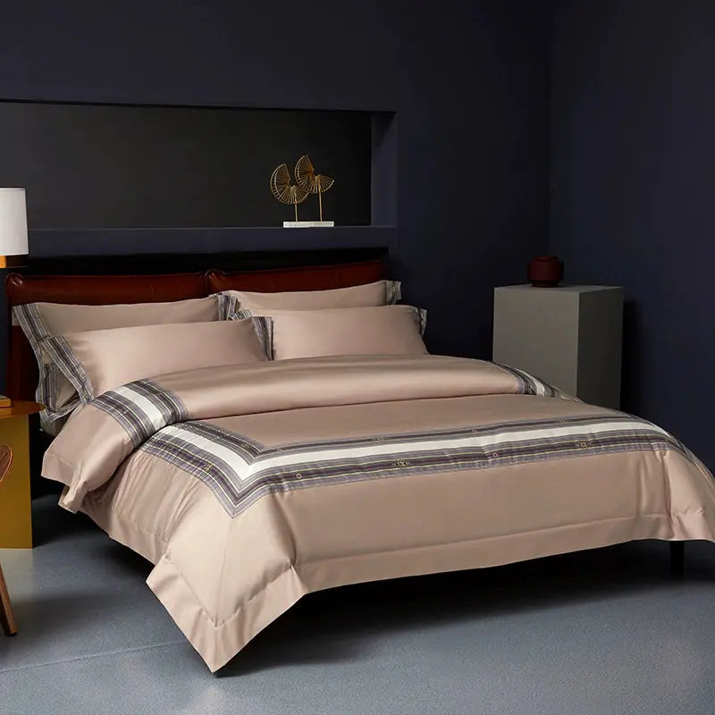 Premium Pima Cotton 4-Piece Bed Sheet Set in Geometric Design - Julia M LifeStyles