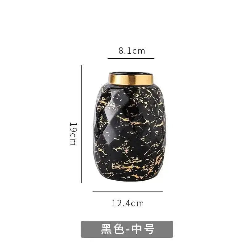 European Gilded Ceramic Vase Marble Pattern - Julia M LifeStyles