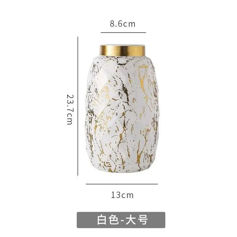 European Gilded Ceramic Vase Marble Pattern - Julia M LifeStyles