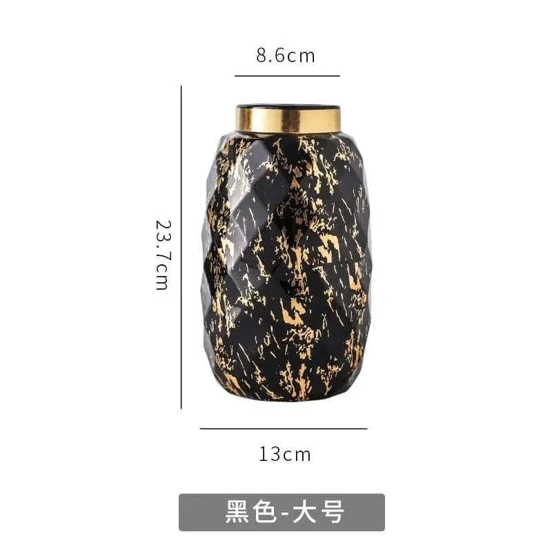 European Gilded Ceramic Vase Marble Pattern - Julia M LifeStyles