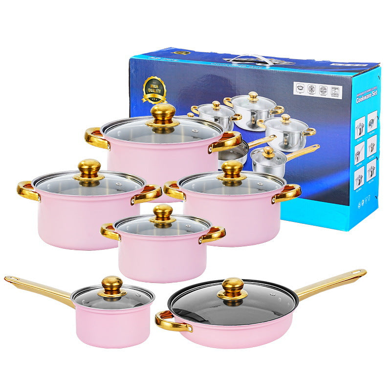 12 - piece wine - red non - stick stainless - steel soup pot set, induction - friendly for kitchen use. eprolo