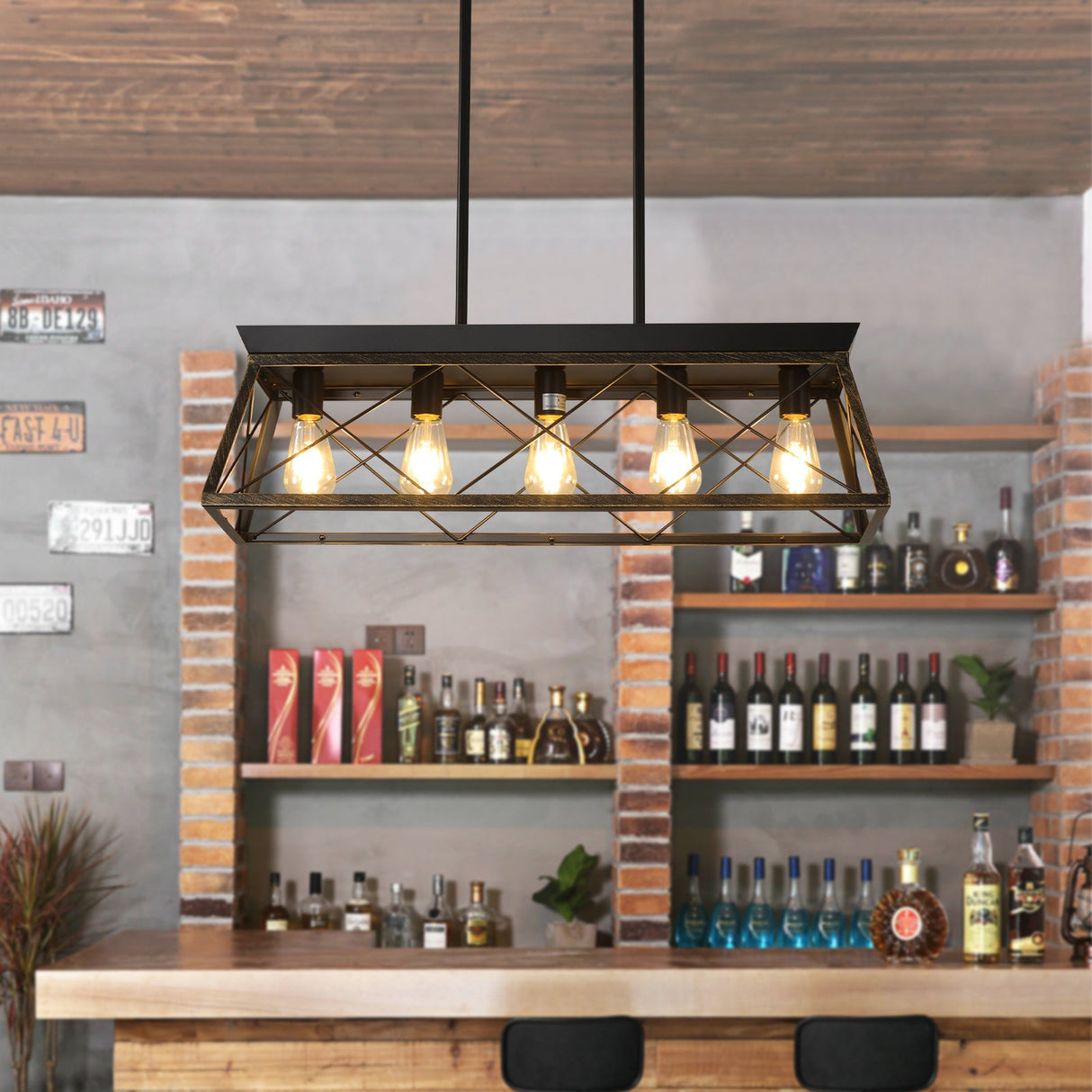 European Style 5-Light Farmhouse Chandelier - Rustic Metal Pendant for Dining Rooms Julia M Home & Kitchen