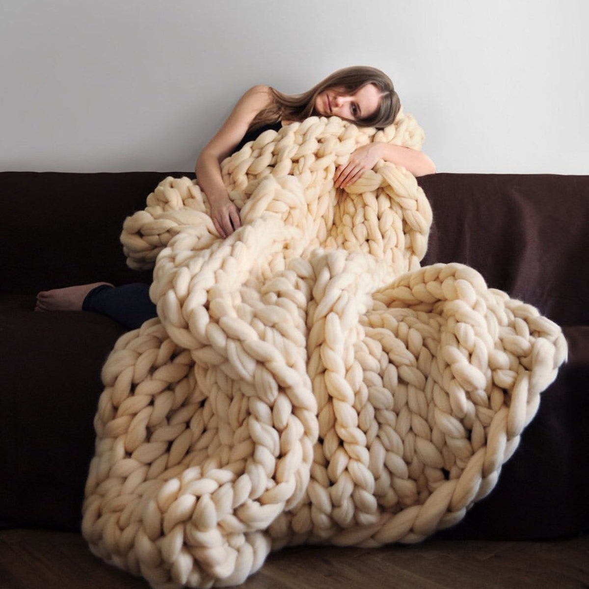 Cloudweave Chunky Knit Throw Blanket, Oversized Cozy Texture