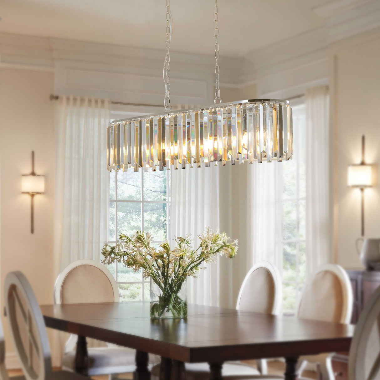 Modern Oval Crystal ceiling chandelier Luxury Home Decor Light Fixture Julia M Home & Kitchen