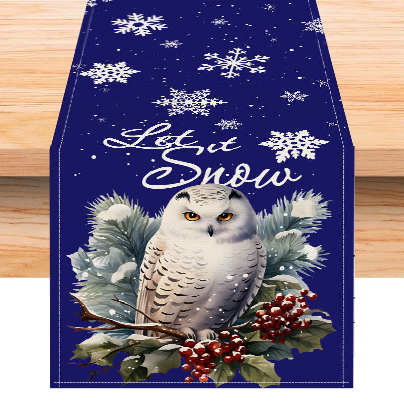 Owl Linen Table Flag Christmas Day Table Decoration Tablecloth Kitchen Restaurant Tablecloth Tea Table Cloth Julia M Home & Kitchen