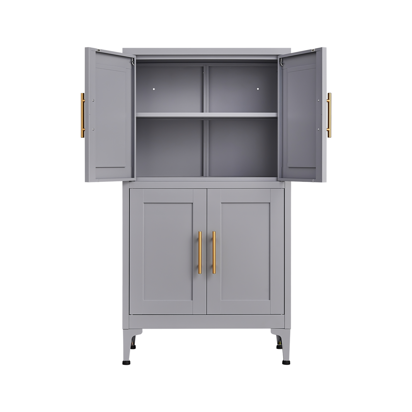 Grey metal kitchen storage cabinet, kitchen pantry storage cabinet with door and shelf, adjustable leveling feet eprolo