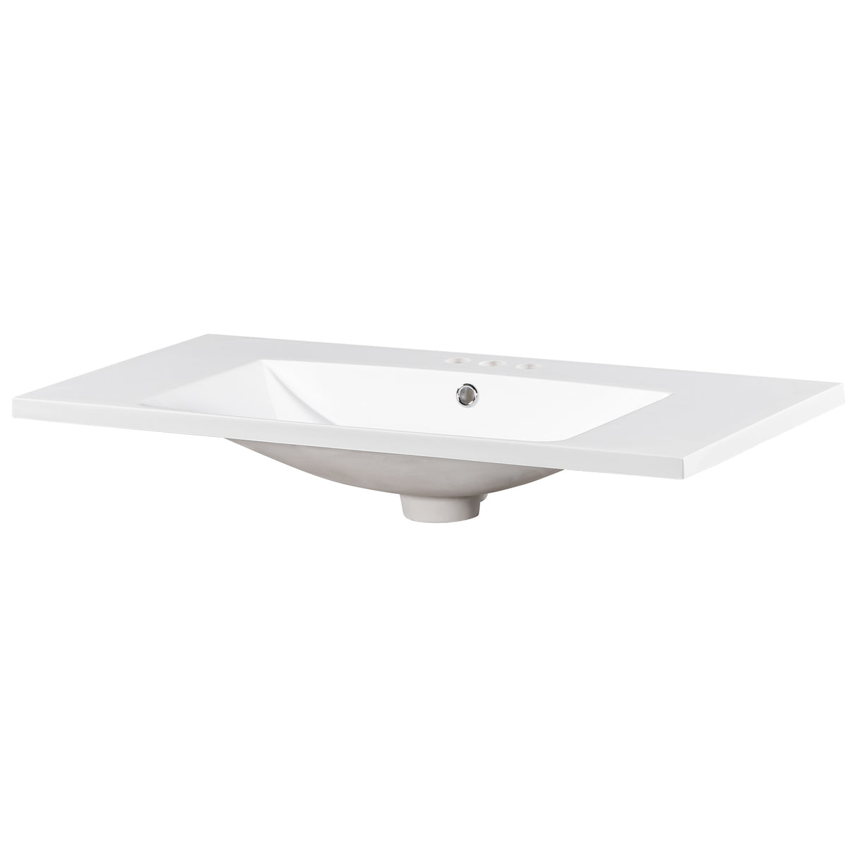 36" Single Bathroom Basin Sink, Vanity Top Only, 3-Faucet Holes, Resin - Julia M LifeStyles