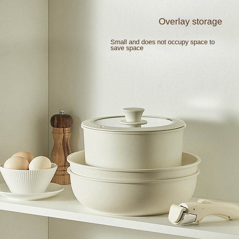 Detachable cookware set, pot, wheat rice stone, flat bottomed pan, non stick pan, frying pan, household handle - Julia M LifeStyles