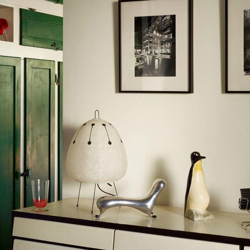 Japanese Retro Rice Paper Wabi Sabi Bedside Lamp