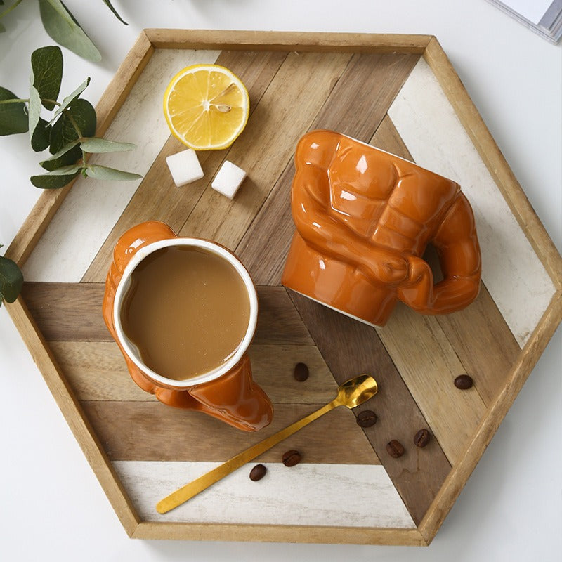 Novelty Cup Ceramic Muscle Hunk Ceramic Cup Spoof Weird Water Glass Mug Creative Personality Coffee Beer Cup Julia M Home & Kitchen