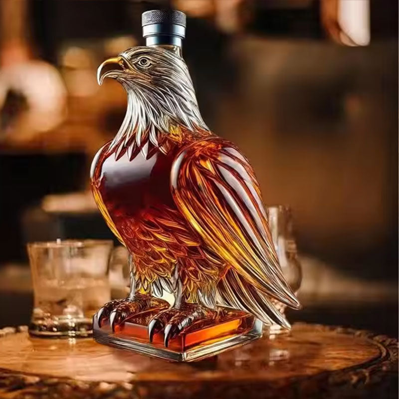 Small Eagle - shaped Whiskey Decanter. Ideal for Dad or Husband. Exquisite Glass Bottle, Perfect for Holiday Home Decor - Julia M LifeStyles