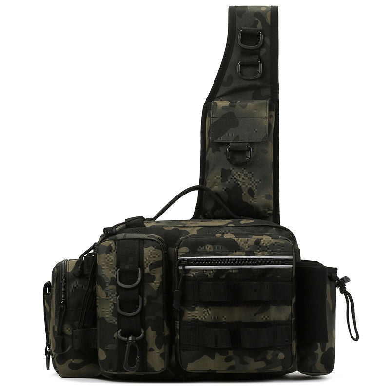 Men's Fishing Backpack: Equipped with bait box, equipment storage bag, pole holder, sling & shoulder bag design. eprolo