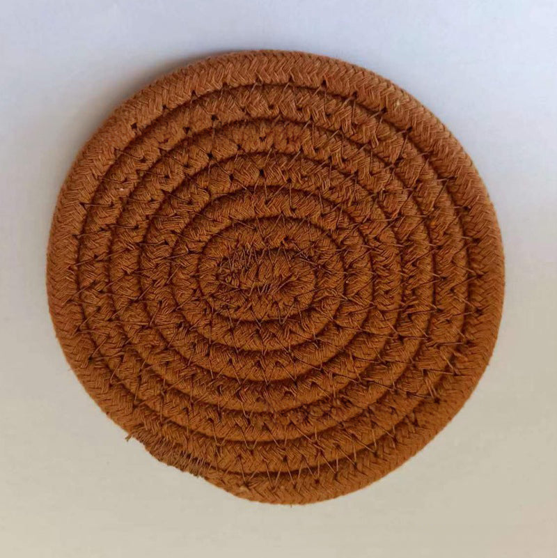 Cotton thread placemat hand woven insulation mat bowl mat cup mat thickened and simple cotton linen table mat eprolo