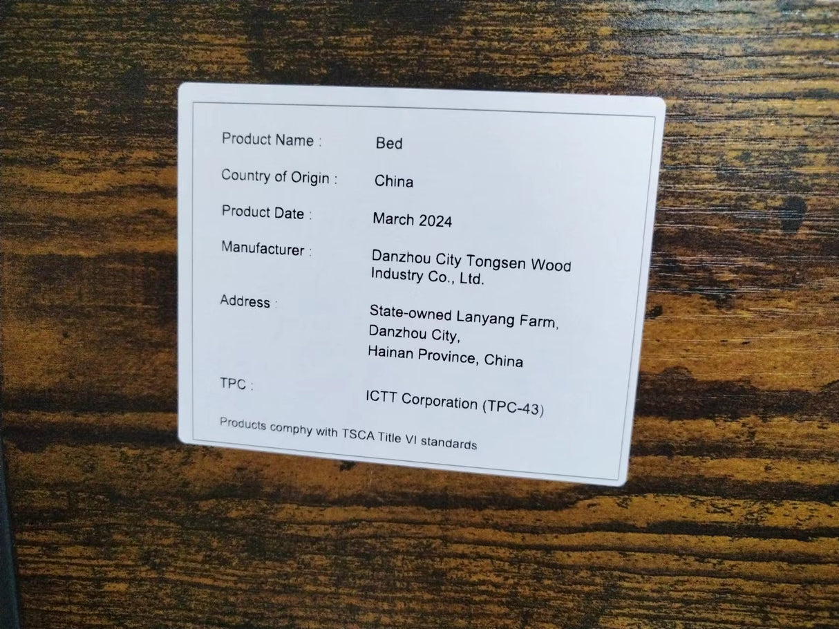 Bed frame with charging station full size, Rustic Brown, 83.1'' L x 56.1'' W x 39'' H eprolo