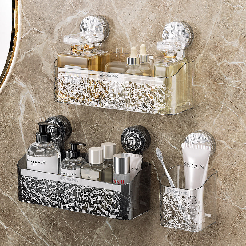 Suction tray rack bathroom shelf no punch bathroom wash table hanging basket wall hanging wall receiving rack Julia M Home & Kitchen