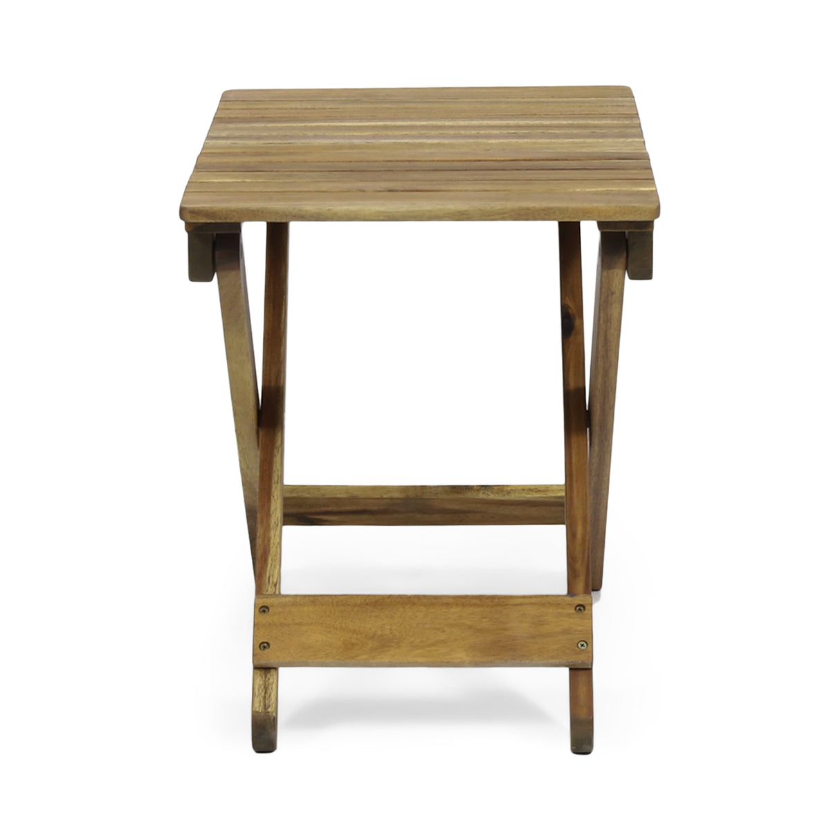 Outdoor Folding Wooden Side Table, Natural, 15"D x 22.75"W x 18.25"H - Julia M LifeStyles