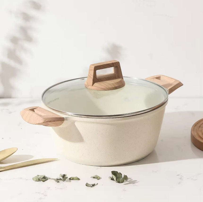 Medical stone non-stick pot soup pot stew pot frying pan wok milk pot frying pan steaming marble granite pot set - Julia M LifeStyles