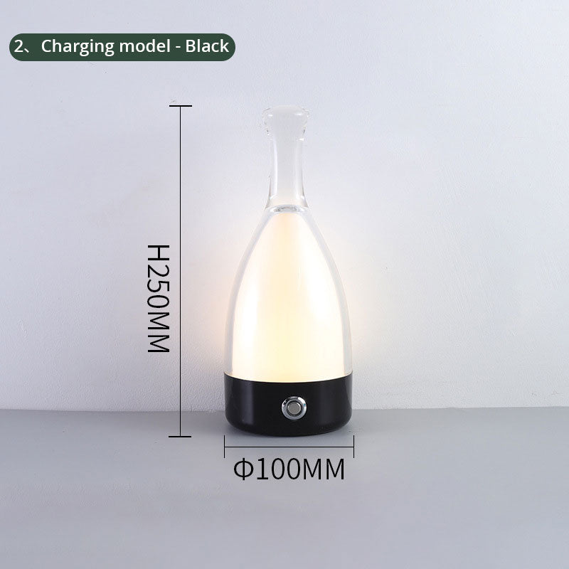 Wine Bottle Table Lamp INS Wind Light Luxury Creative Bedroom Bedside Lamp Net Red Clear Bar Decoration Charging Table Lamp Julia M Home & Kitchen