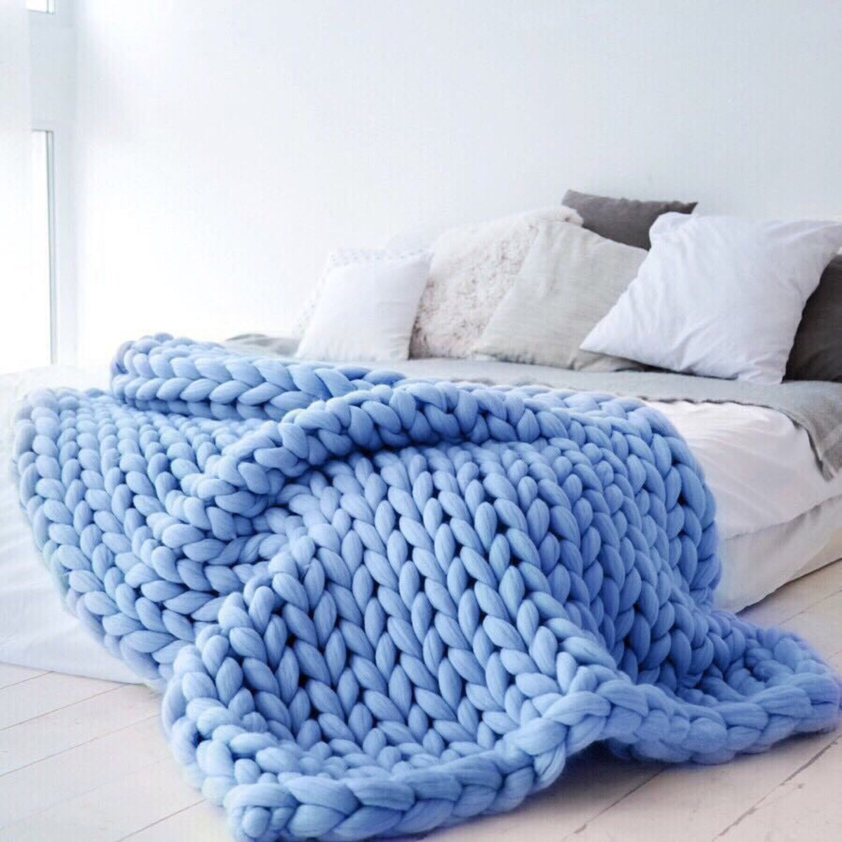 Cloudweave Chunky Knit Throw Blanket, Oversized Cozy Texture